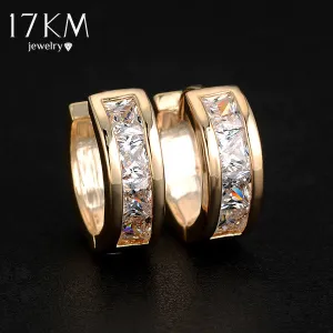 17KM High quality Gold Color Crystal Zircon Earrings big statement   Silver Color earring jewelry for women