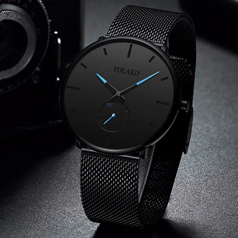 2023 Mens Fashion Minimalist Watches Men Business Casual Quartz Watch Simple Male Stainless Steel Mesh Band Clock reloj hombre