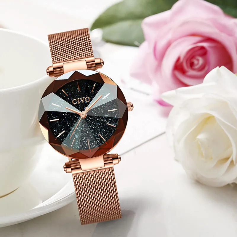 8074C | Quartz Women Watch | Mesh Band