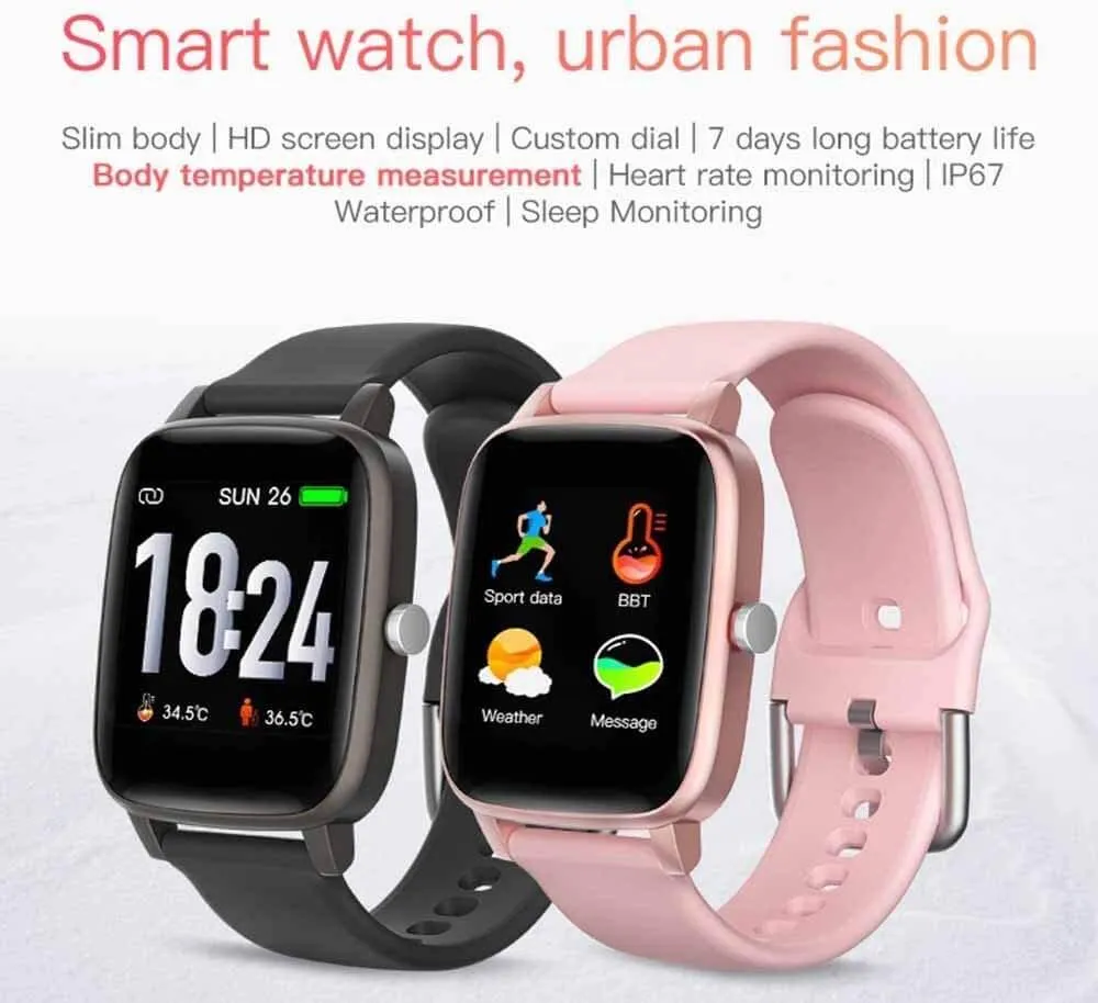 Android Smart Watch Heart rate Monitor with Body Temperature