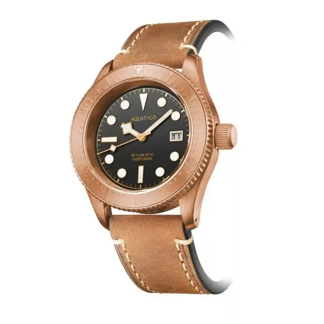 Aquatico Bronze Sea Star Black Dial Watch (Bronze Bezel)