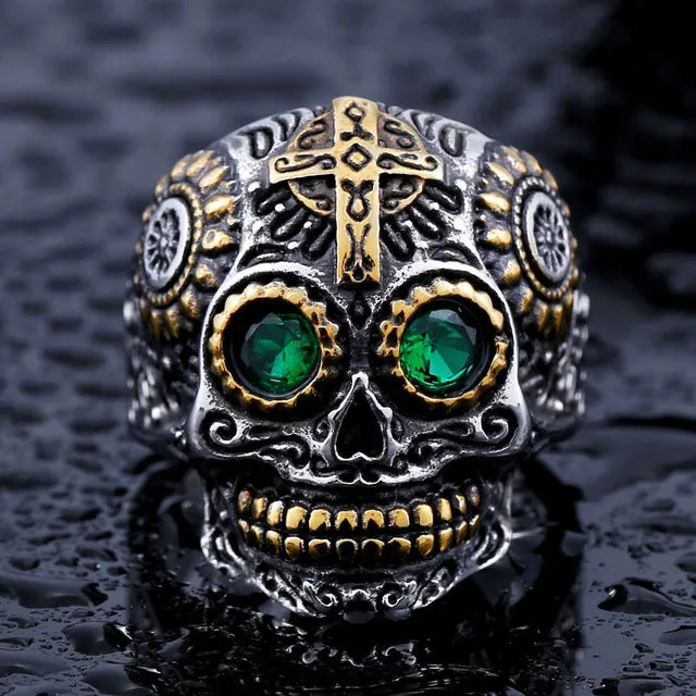 BEIER Cool Men's Gothic Carving Ring Man Stainless Steel High Quality Detail Biker Skull Jewelry For Boy BR8-327