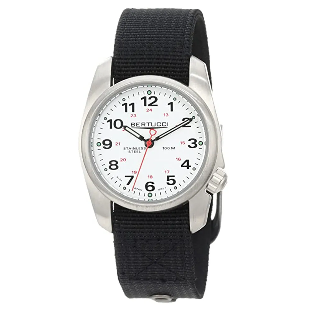 Bertucci A-1S Mens Watch - Stainless - Black Nylon Strap - White Dial - 10011