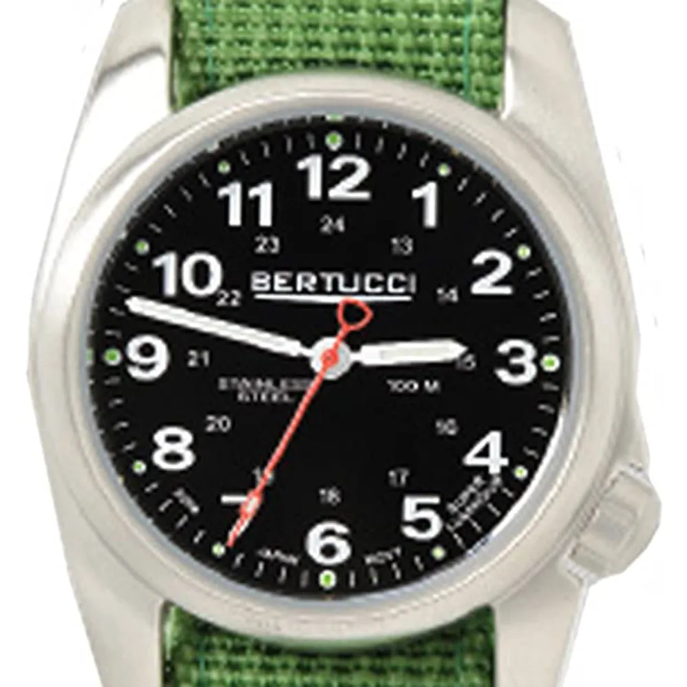 Bertucci Unisex Stainless Steel Case Black Dial Green Nylon Band Round Watch - 10015