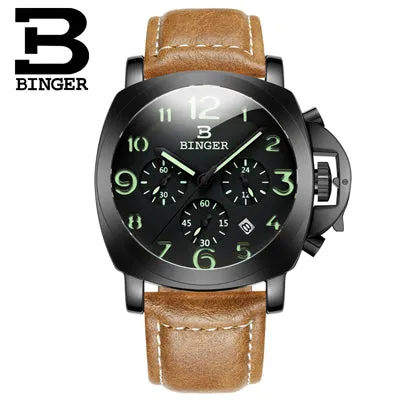 Binger Swiss Luminous Quartz Watch Men B 9015