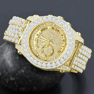 Bustdown Triple Bezel Chunky Band CZ Iced Out Watch