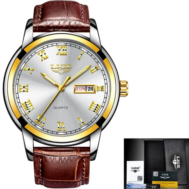 Casual Leather Business Male Waterproof Wristwatch