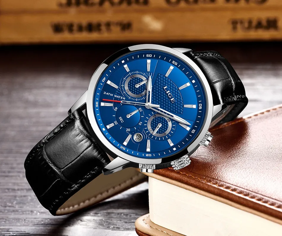 Casual Leather Business Male Waterproof Wristwatch