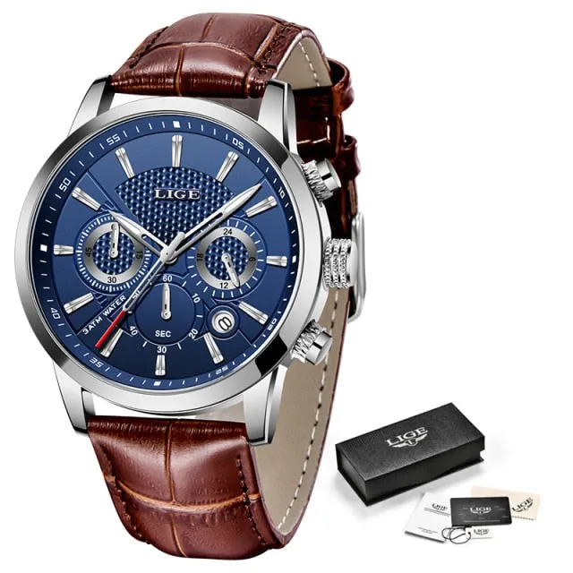 Casual Leather Business Male Waterproof Wristwatch