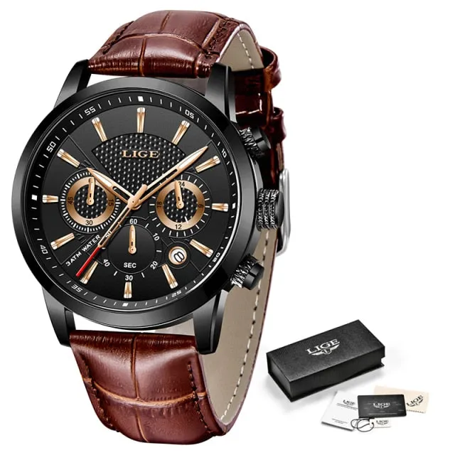 Casual Leather Business Male Waterproof Wristwatch