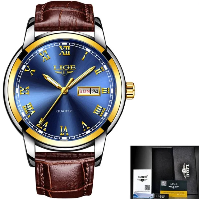 Casual Leather Business Male Waterproof Wristwatch