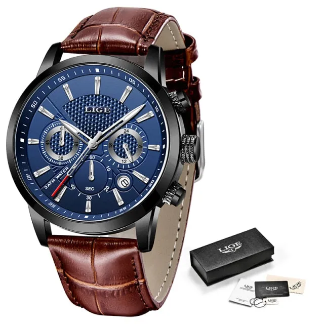 Casual Leather Business Male Waterproof Wristwatch