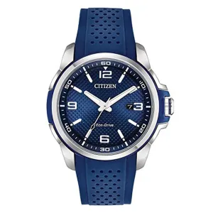 Citizen Eco-Drive Mens Blue Polyurethane Band Quartz Dial Watch - AW1158-05L