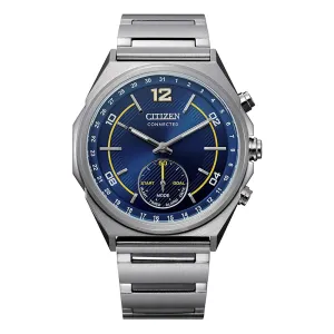 Citizen Mens Technology Quartz Blue Dial Silver Band Stainless Steel Strap Watch - CX0000-55L