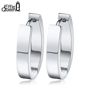 Effie Queen High Quality 316 L Stainless Steel Earrings for Women Perfect Polished Circle Stud Earrings Trendy Jewelry IE17