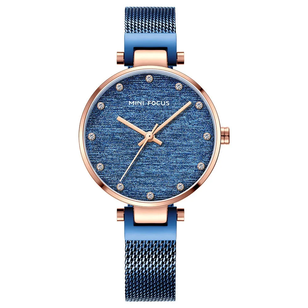 Fashion diamond-encrusted waterproof Milan mesh belt ladies watch