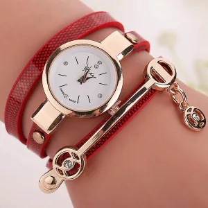 Fashion Style Leather Casual Bracelet Watch Wristwatch Women Dress Watches Long Leather Bracelet Watch