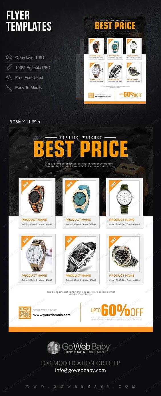 Flyer templates For Website Marketing  - Classic Watch For Men