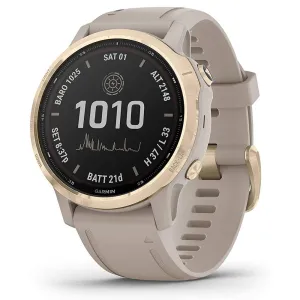 Garmin fenix 6s Pro Light Sand Silicone Band Digital Dial Solar Multisport GPS Smartwatch - 010-02409-10