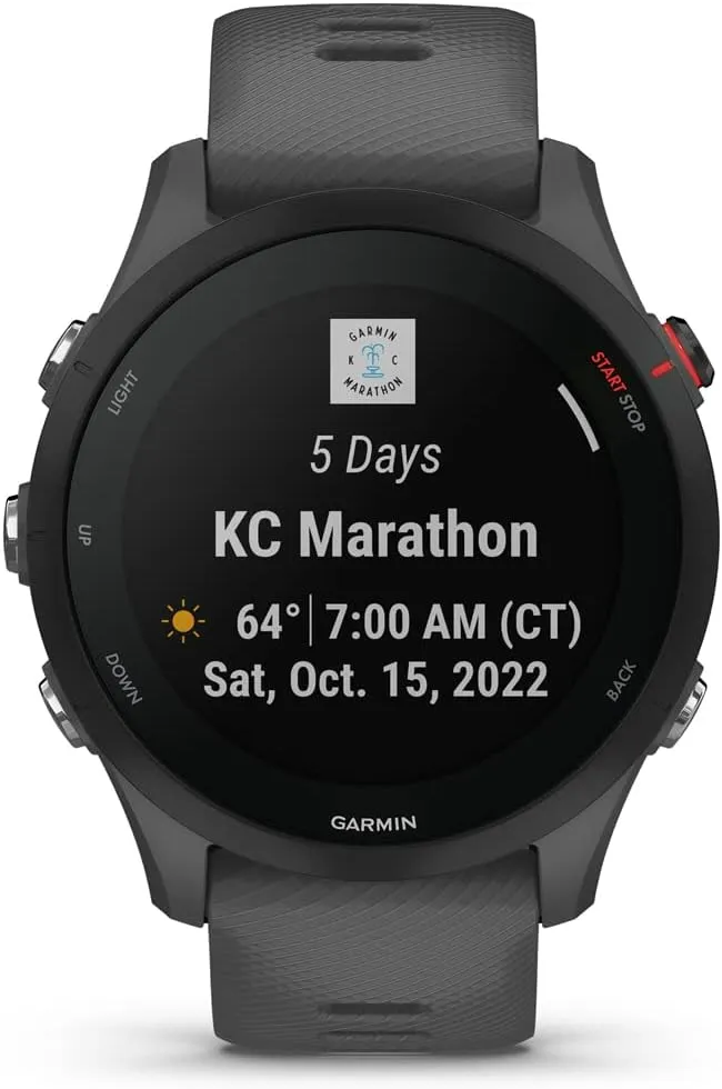 Garmin Forerunner 255 Slate Gray Smaller GPS Running Advanced Insights Long-Lasting Battery Smartwatch - 010-02641-00