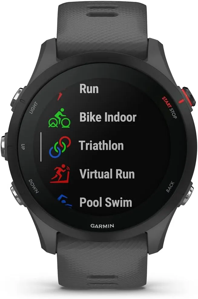 Garmin Forerunner 255 Slate Gray Smaller GPS Running Advanced Insights Long-Lasting Battery Smartwatch - 010-02641-00