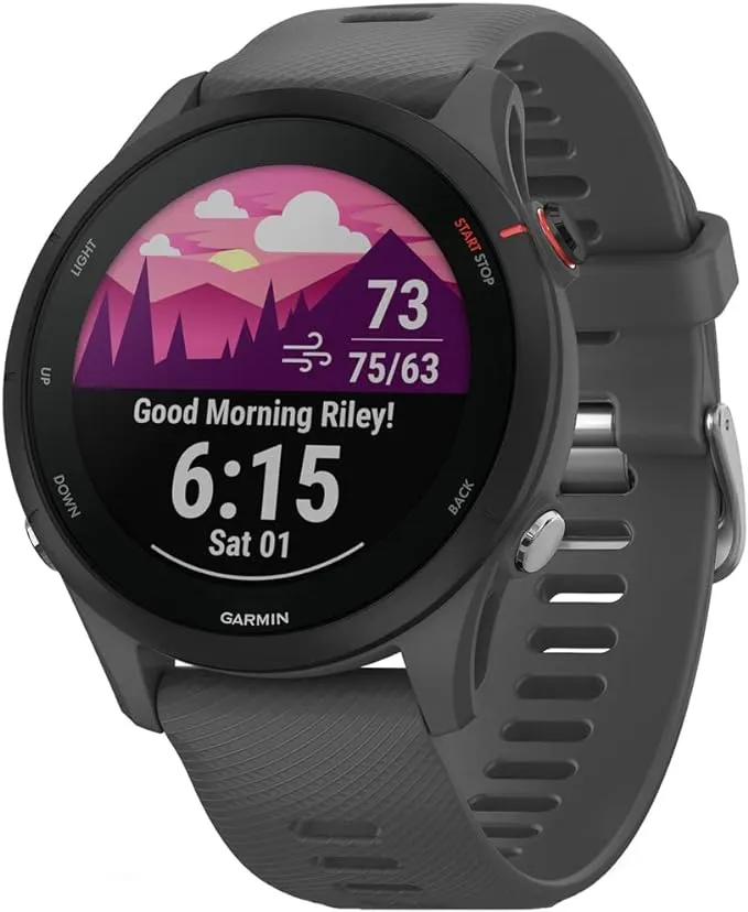 Garmin Forerunner 255 Slate Gray Smaller GPS Running Advanced Insights Long-Lasting Battery Smartwatch - 010-02641-00