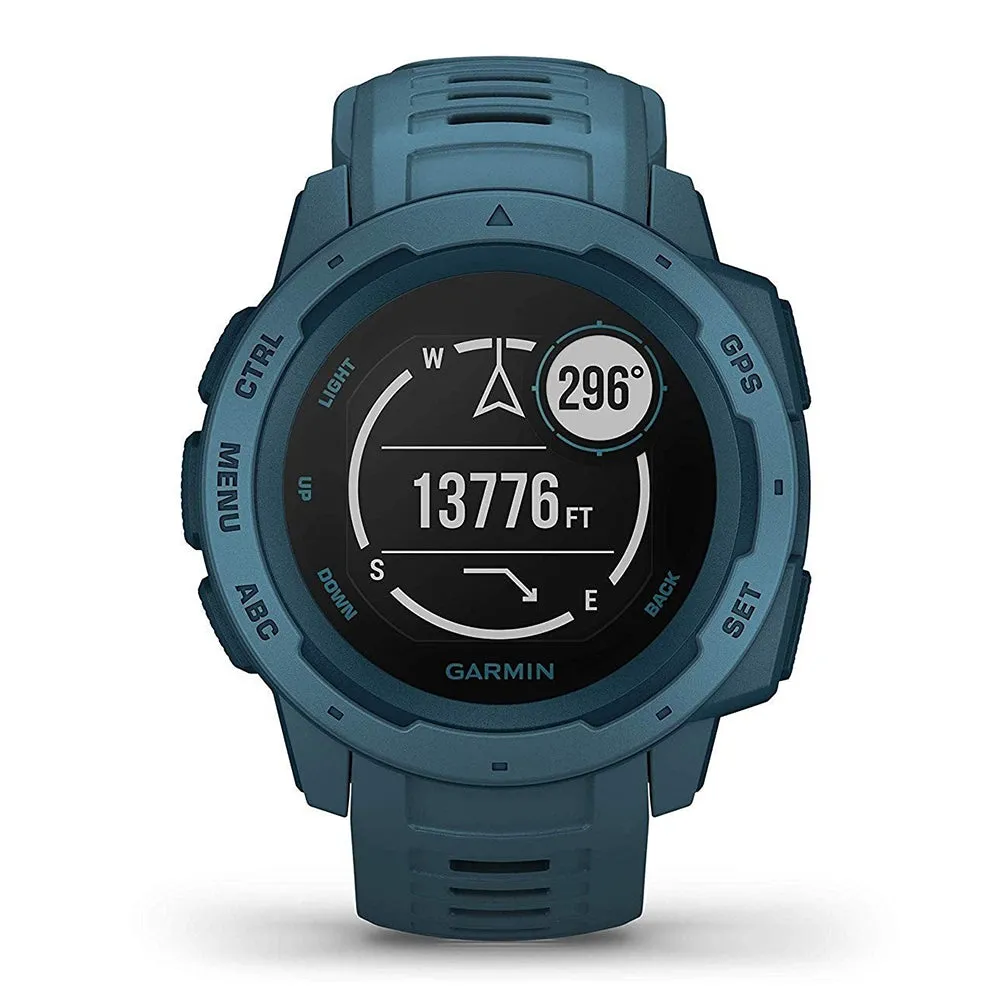 Garmin Instinct Lakeside Blue Band Multi-Sport Multi-Sensor Dial Rugged Outdoor Smart Watch - 010-02064-04