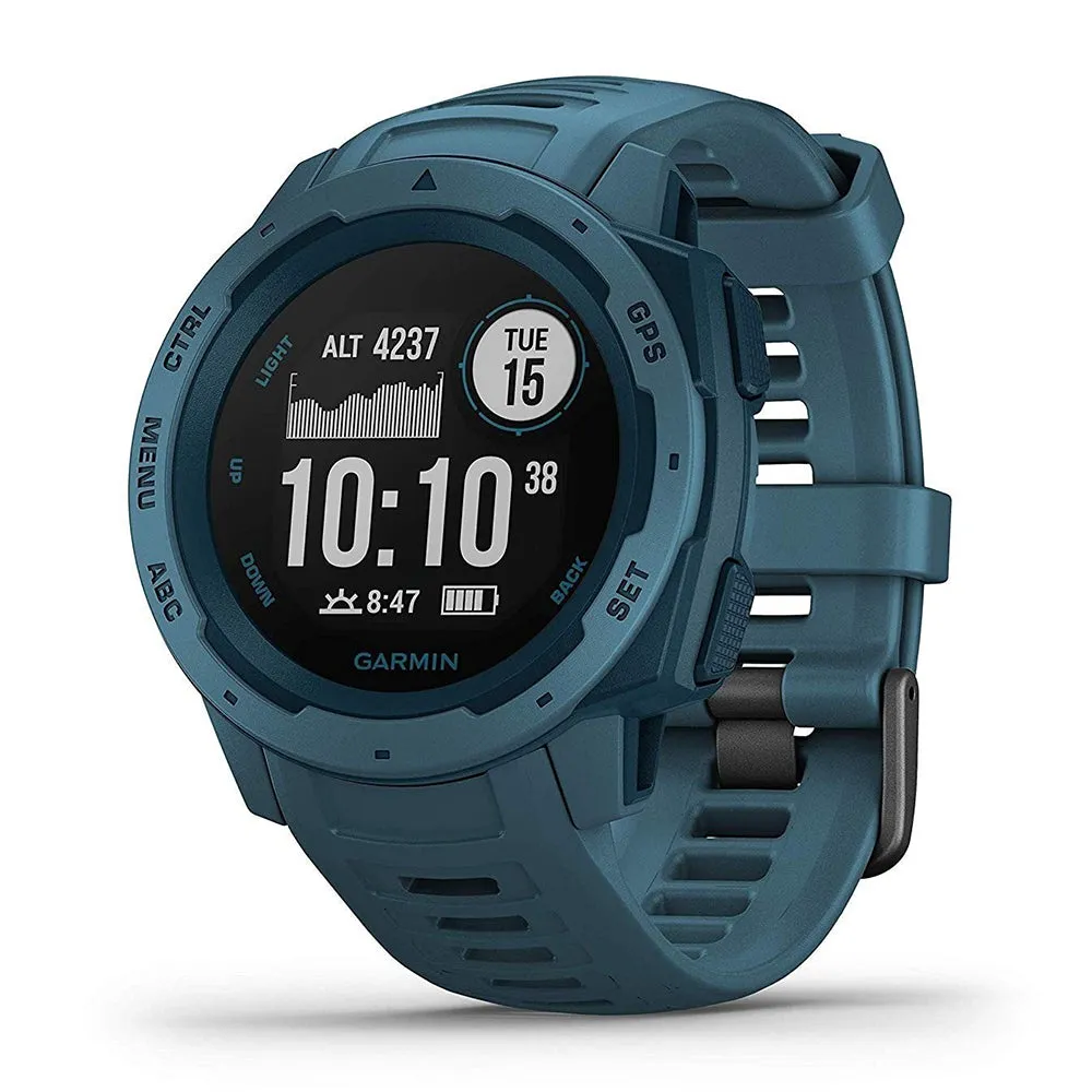 Garmin Instinct Lakeside Blue Band Multi-Sport Multi-Sensor Dial Rugged Outdoor Smart Watch - 010-02064-04