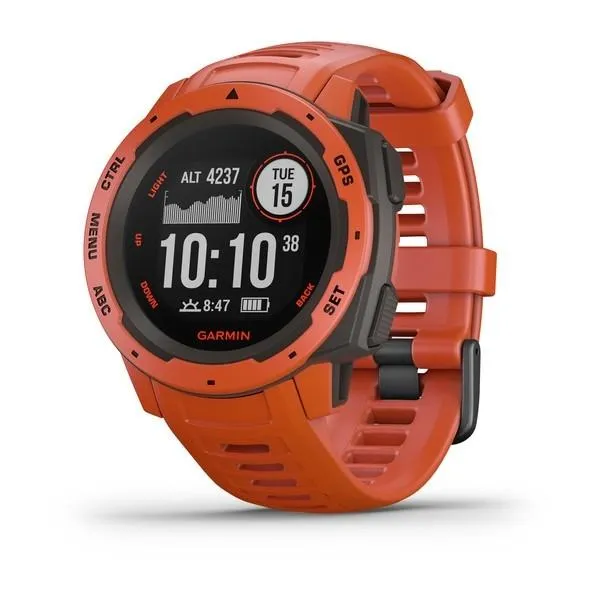 Garmin Instinct Outdoor GPS Flame Red - Red Rubber Strap Smart Watch - 010-02064-02