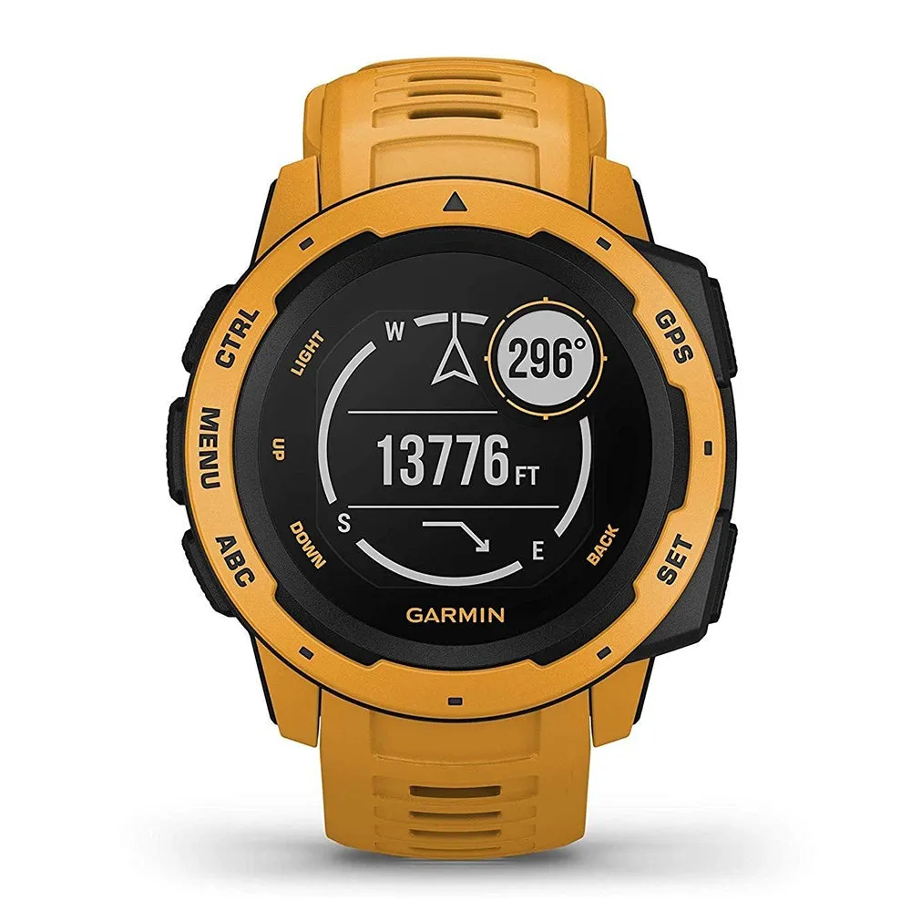 Garmin Instinct Sunburst Yellow Band Multi-Sport Multi-Sensor Dial Rugged Outdoor Smart Watch - 010-02064-03