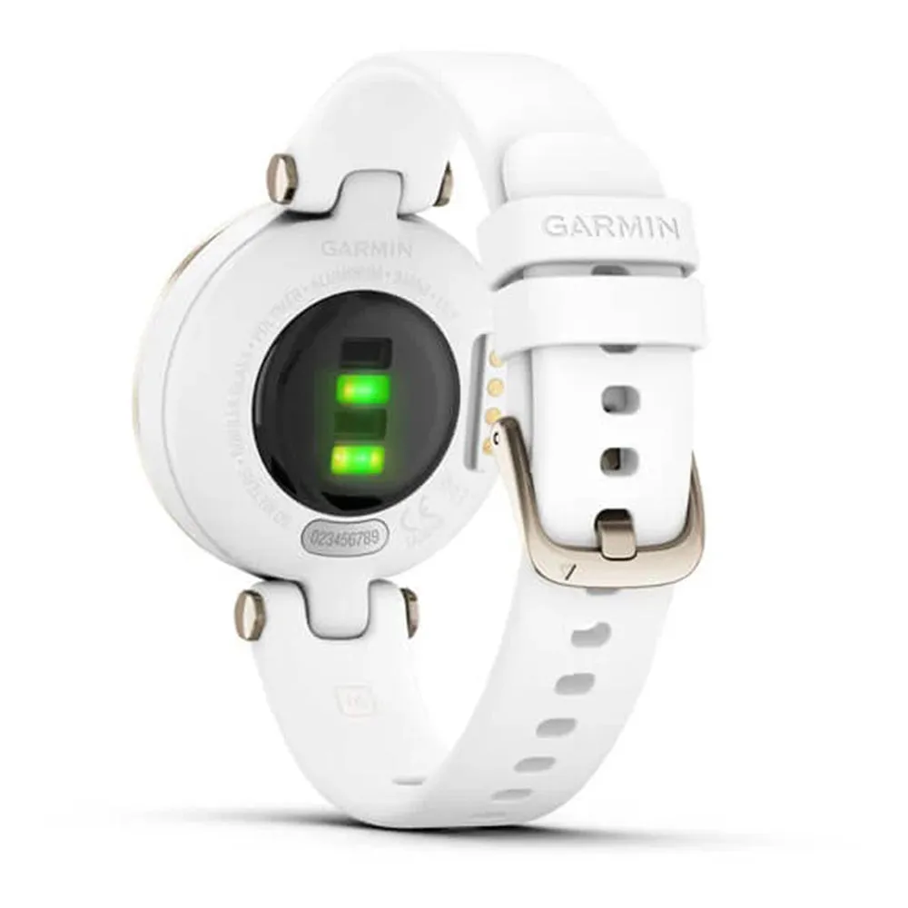 Garmin Lily Touchscreen Patterned Lens Cream Gold Bezel White Case and Silicone Band Small GPS Smartwatch - 010-02384-00