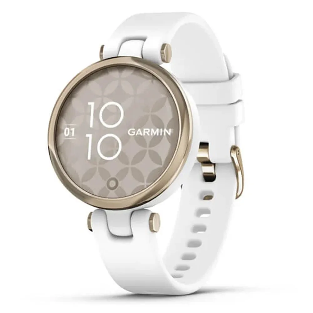 Garmin Lily Touchscreen Patterned Lens Cream Gold Bezel White Case and Silicone Band Small GPS Smartwatch - 010-02384-00