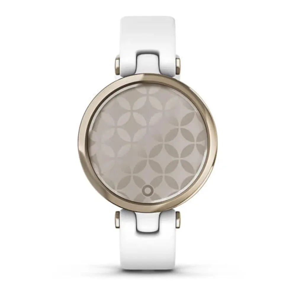 Garmin Lily Touchscreen Patterned Lens Cream Gold Bezel White Case and Silicone Band Small GPS Smartwatch - 010-02384-00