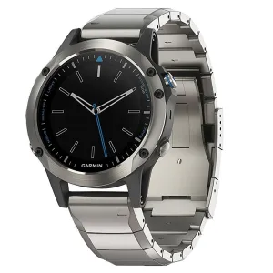 Garmin Unisex Silver Stainless Steel Band Quatix 5 Sapphire Black Quartz Dial Watch - 010-01688-41