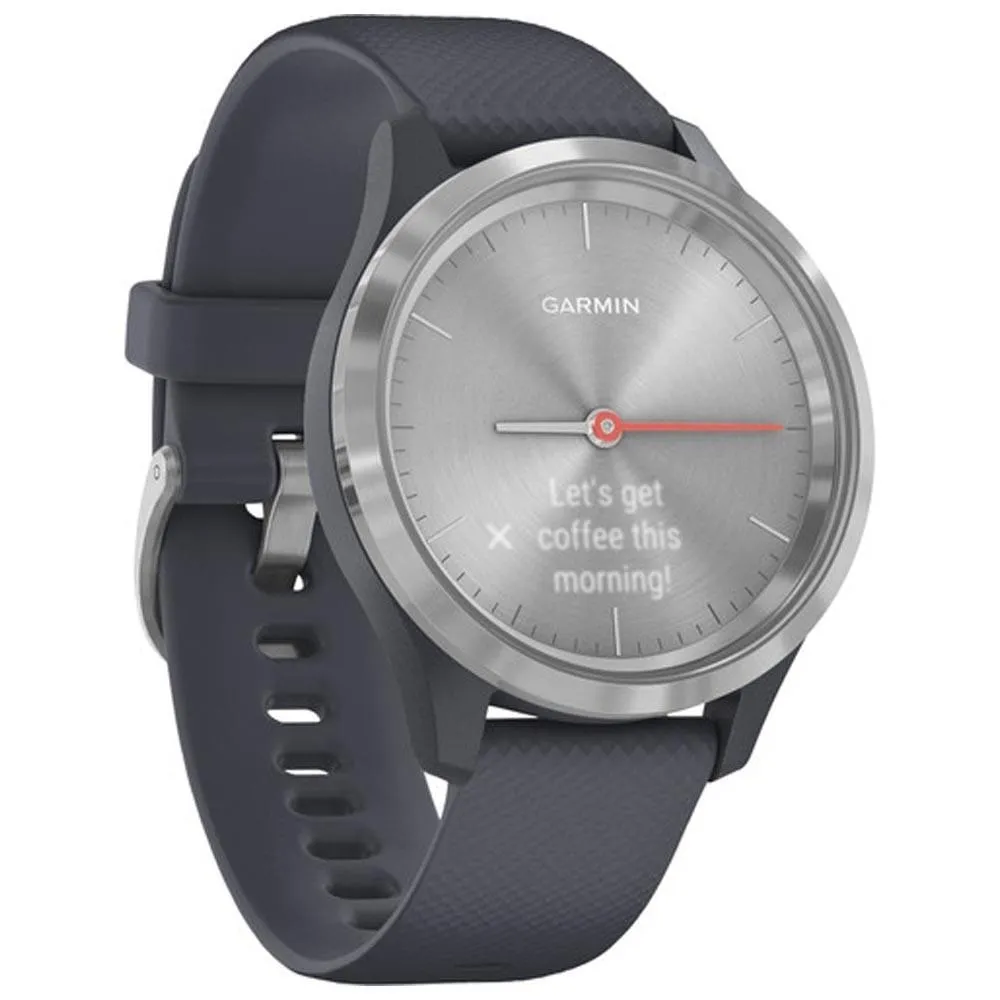 Garmin vivomove 3S Granite Blue Silicone Band Silver Digital Dial Hybrid Smart Watch - 010-02238-00