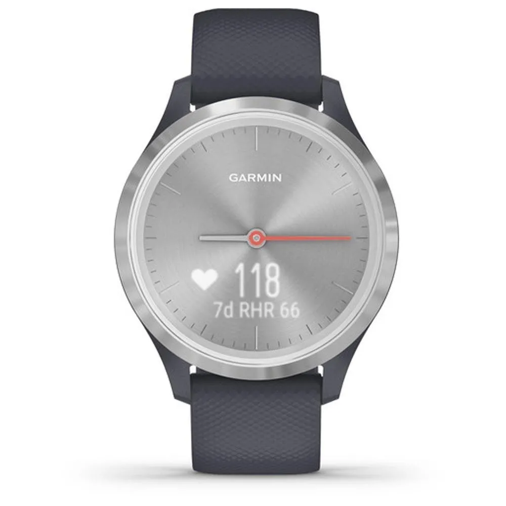 Garmin vivomove 3S Granite Blue Silicone Band Silver Digital Dial Hybrid Smart Watch - 010-02238-00