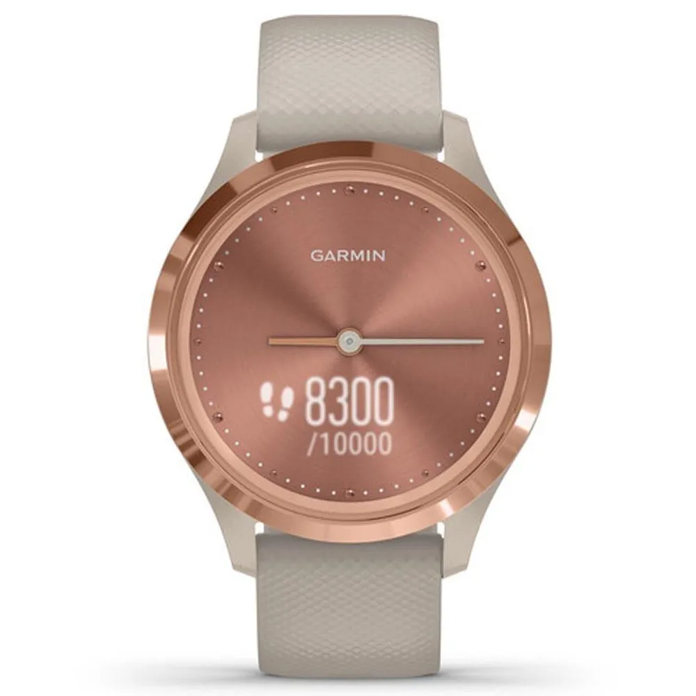 Garmin vivomove 3S Light Sand Silicone Band Gold Digital Dial Hybrid Smart Watch - 010-02238-02