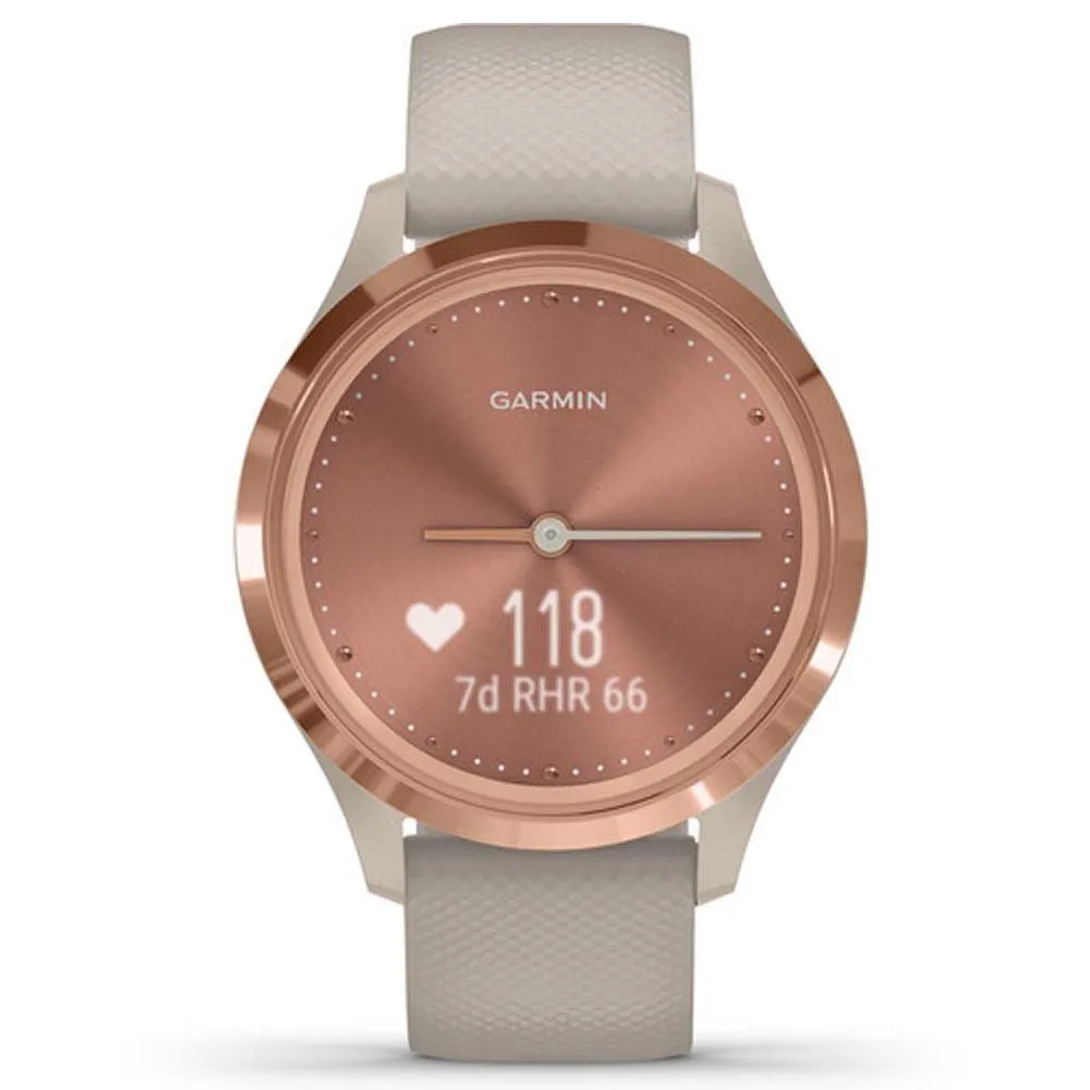 Garmin vivomove 3S Light Sand Silicone Band Gold Digital Dial Hybrid Smart Watch - 010-02238-02