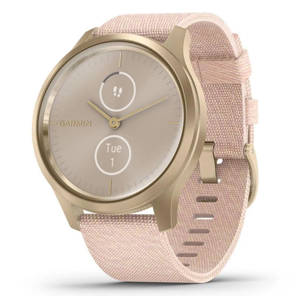 Garmin vivomove Blush Pink Woven Nylon Band Light Pink Quartz Dial Hybrid Watch - 010-02240-02