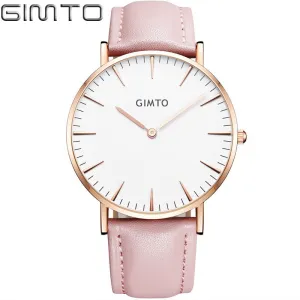 GIMTO luxury Fashion Women's watches quartz watch bracelet wristwatches leather band women dress watches