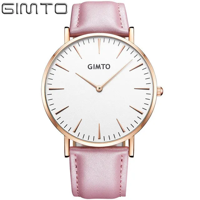 GIMTO luxury Fashion Women's watches quartz watch bracelet wristwatches leather band women dress watches