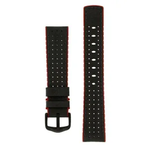 Hirsch AYRTON Carbon Embossed Performance Watch Strap in BLACK / RED