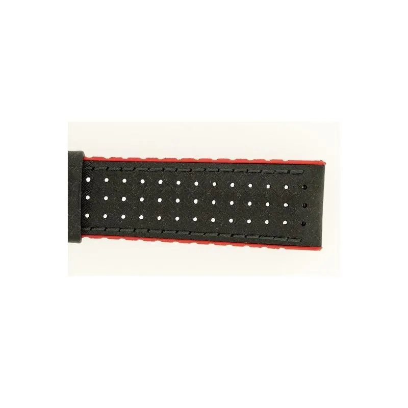 Hirsch AYRTON Carbon Embossed Performance Watch Strap in BLACK / RED