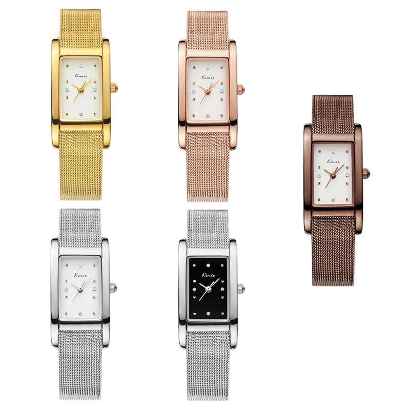 KIMIO New Women Dress Watch Fashion Casual Watch Rectangle Case Analog Display Quartz Watch