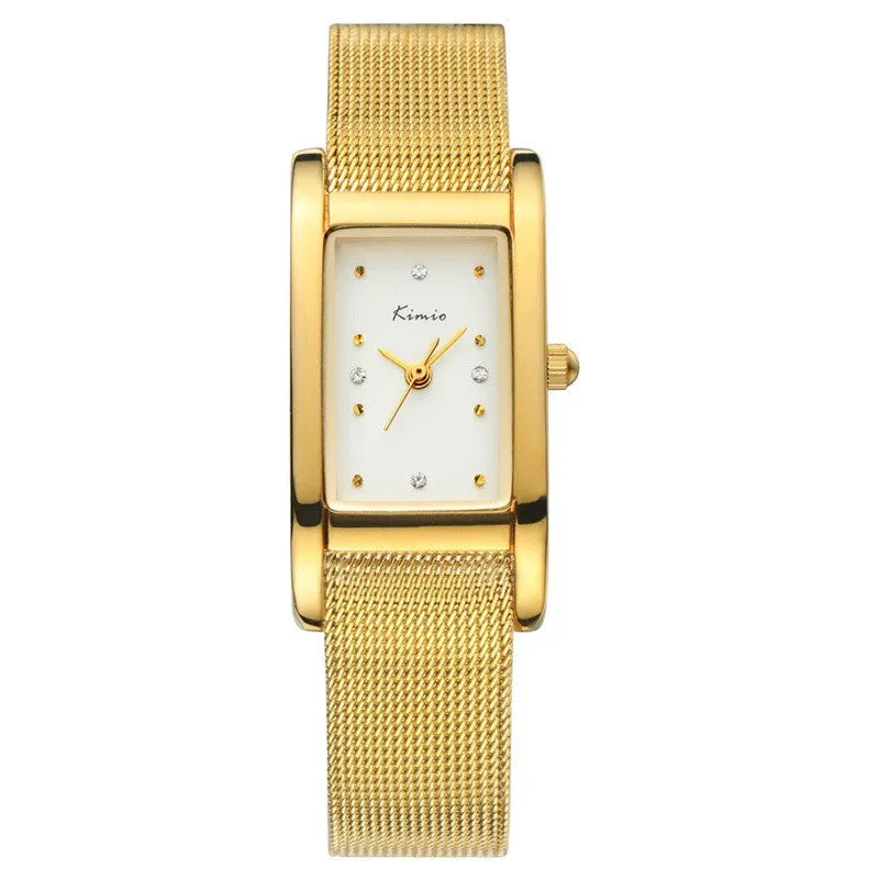 KIMIO New Women Dress Watch Fashion Casual Watch Rectangle Case Analog Display Quartz Watch