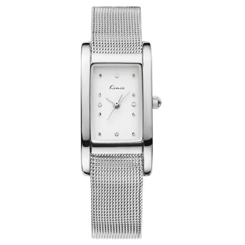 KIMIO New Women Dress Watch Fashion Casual Watch Rectangle Case Analog Display Quartz Watch