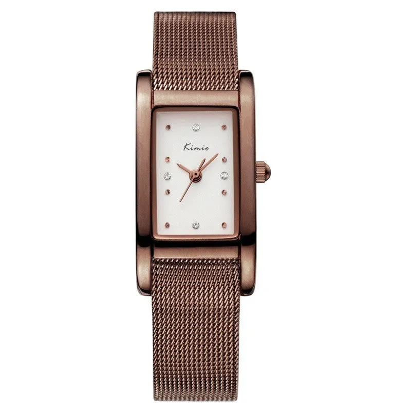 KIMIO New Women Dress Watch Fashion Casual Watch Rectangle Case Analog Display Quartz Watch