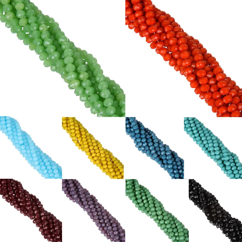 LNRRABC AA  Quality 6MM 100piece/lot Candy Color Round Faceted Glass String Beads Crystal Rondelles White/Black/Red/Green/Yello