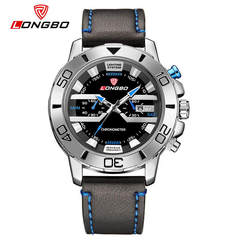 LONGBO Brand New Luxury Men Military Watch Men's Leather Quartz Sports Hours Date Clock Relogio Masculino Relojes Hombre