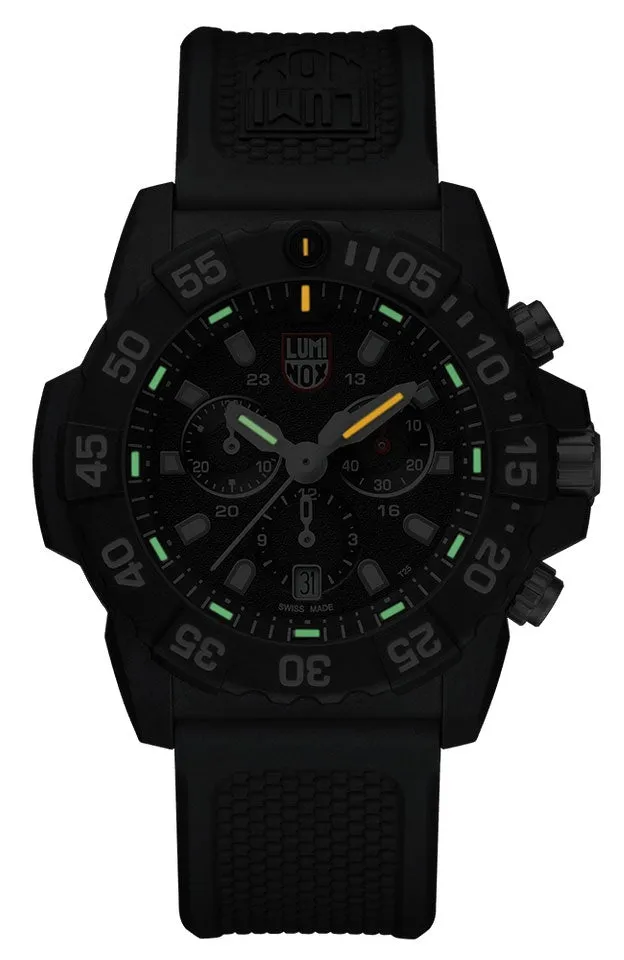 Luminox Navy Seal Chronograph CARBONOX Black Rubber Strap Black Dial Date Divers Quartz Mens Watch XS.3581